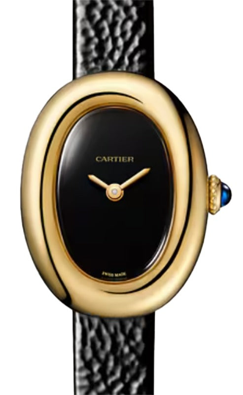 Cartier Baignoire Mini Quartz Yellow Gold Black Lacquered Dial WGBA0040