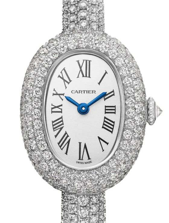 Cartier Baignoire Mini Size 15 Quartz White Gold Silver Dial HPI01822