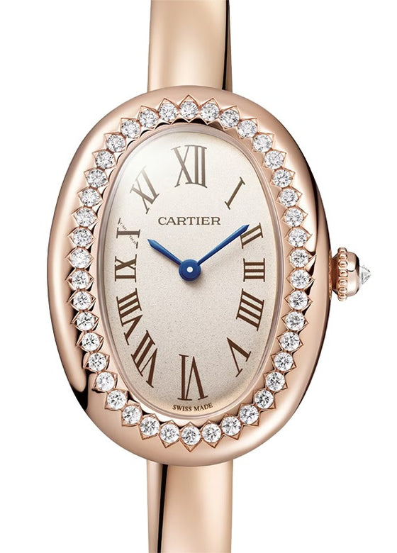 Cartier Baignoire Small Quartz Rose Gold/Diamonds Silver Dial WJBA0042