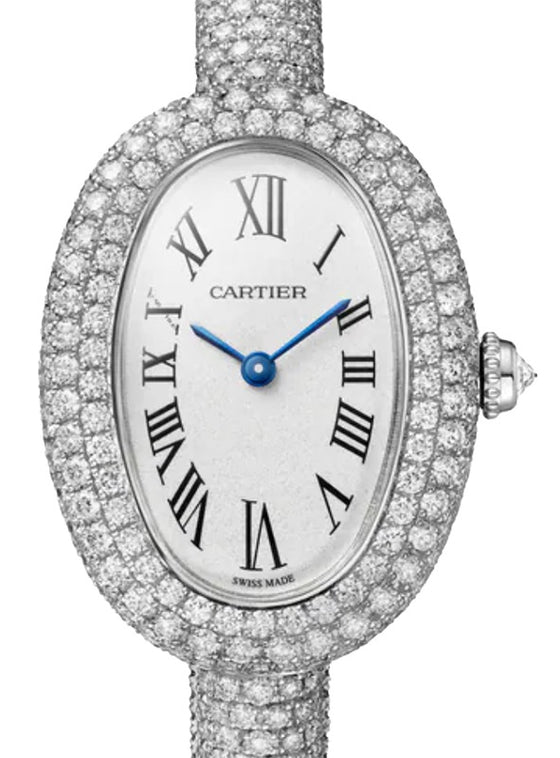 Cartier Baignoire Small Size 16 Quartz White Gold Silver Dial HPI01701