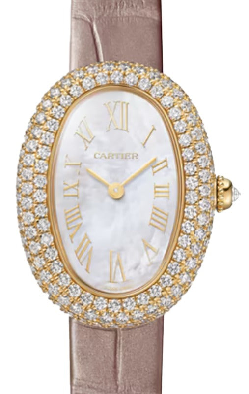 Cartier Baignoire Small Quartz Yellow Gold/Diamonds Mother of Pearl Dial WJBA0048