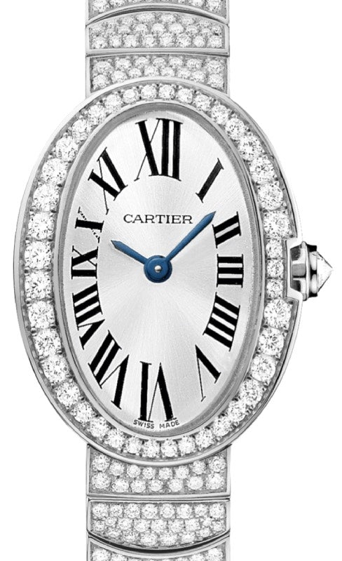 Cartier Baignoire Women's Watch Mini Quartz White Gold Diamonds Silver Dial White Gold Diamond Bracelet - BRAND NEW