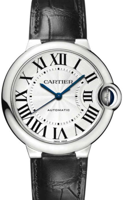 Cartier Ballon Bleu De Cartier 36mm Silver Dial Stainless Steel Bezel Leather Strap Automatic W69017Z4 - BRAND NEW