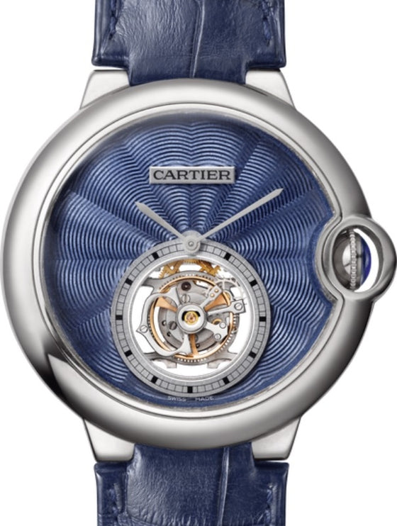 Cartier Ballon Bleu de Cartier Flying Tourbillon White Gold 39mm Blue Dial Alligator Leather Strap W6920105 - BRAND NEW