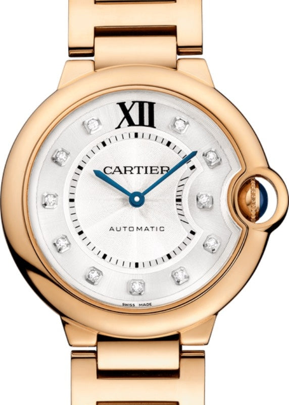 Cartier Ballon Bleu de Cartier Ladies Watch Automatic Rose Gold 36mm Silver Diamond Dial Rose Gold Bracelet WE902026 - BRAND NEW