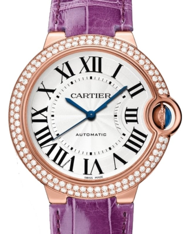 Cartier Ballon Bleu de Cartier Rose Gold/Diamonds 36mm Silver Dial Leather Strap WJBB0050 - BRAND NEW
