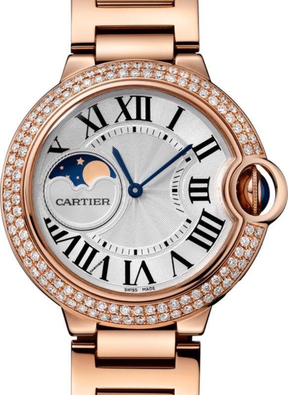 Cartier Ballon Bleu de Cartier Ladies Watch Automatic Rose Gold Diamond Bezel 37mm Silver Dial Rose Gold Bracelet WJBB0025 - BRAND NEW
