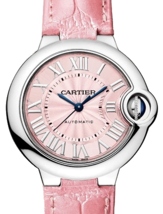 Cartier Ballon Bleu de Cartier Ladies Watch Automatic Stainless Steel 33mm Pink Dial Alligator Leather Strap WSBB0002 - BRAND NEW