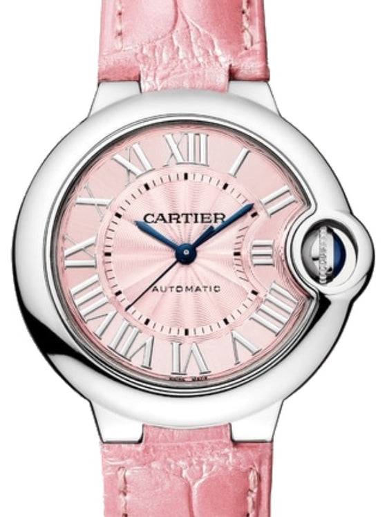 Cartier Ballon Bleu de Cartier Ladies Watch Automatic Stainless Steel 33mm Pink Dial Alligator Leather Strap WSBB0031 - BRAND NEW