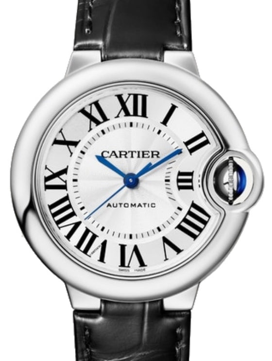Cartier Ballon Bleu de Cartier Stainless Steel 33mm Silver Dial Leather Strap WSBB0030 - BRAND NEW