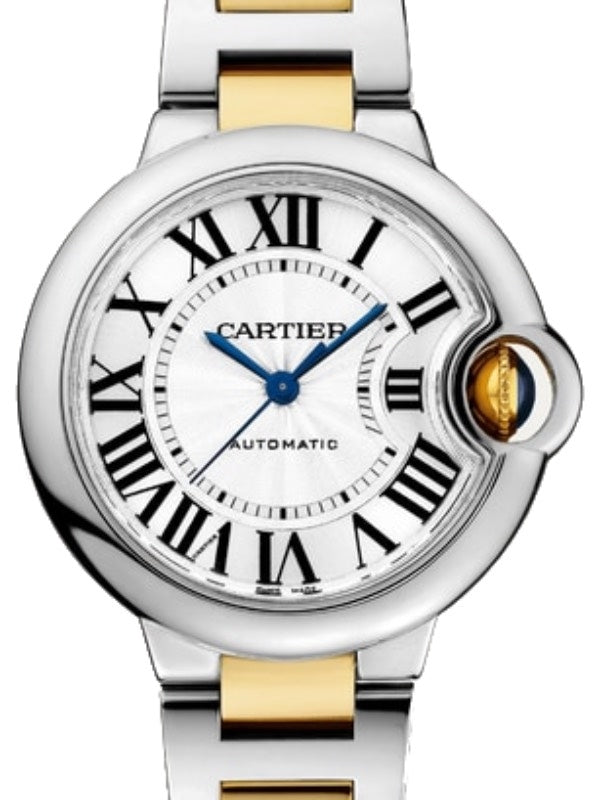 Cartier Ballon Bleu de Cartier Ladies Watch Automatic Stainless Steel 33mm Silver Dial Steel Yellow Gold Bracelet W2BB0029 - BRAND NEW