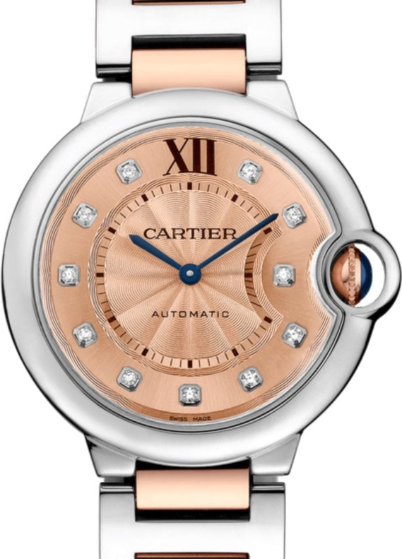 Cartier Ballon Bleu de Cartier Ladies Watch Automatic Stainless Steel 36mm Rose Gold Diamond Dial Steel Rose Gold Bracelet WE902054 - BRAND NEW