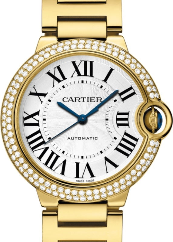 Cartier Ballon Bleu de Cartier Ladies Watch Automatic Yellow Gold Diamond Bezel 36mm Silver Dial Yellow Gold Bracelet WJBB0007 - BRAND NEW