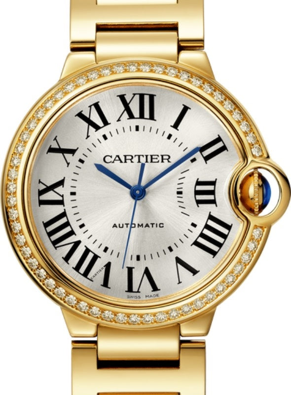 Cartier Ballon Bleu de Cartier Ladies Watch Automatic Yellow Gold Diamond Bezel 36mm Silver Dial Yellow Gold Bracelet WJBB0043 - BRAND NEW
