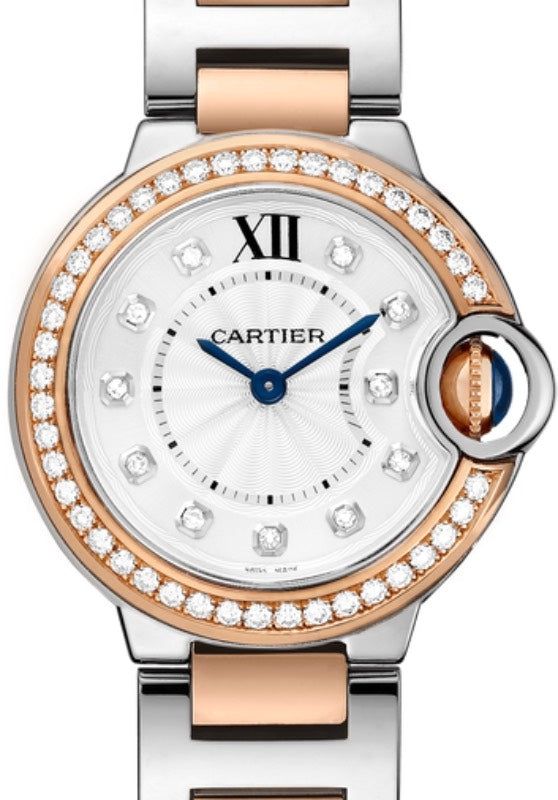 Cartier Ballon Bleu de Cartier Quartz Rose Gold/Steel Diamond Bezel & Dial 28mm W3BB0025