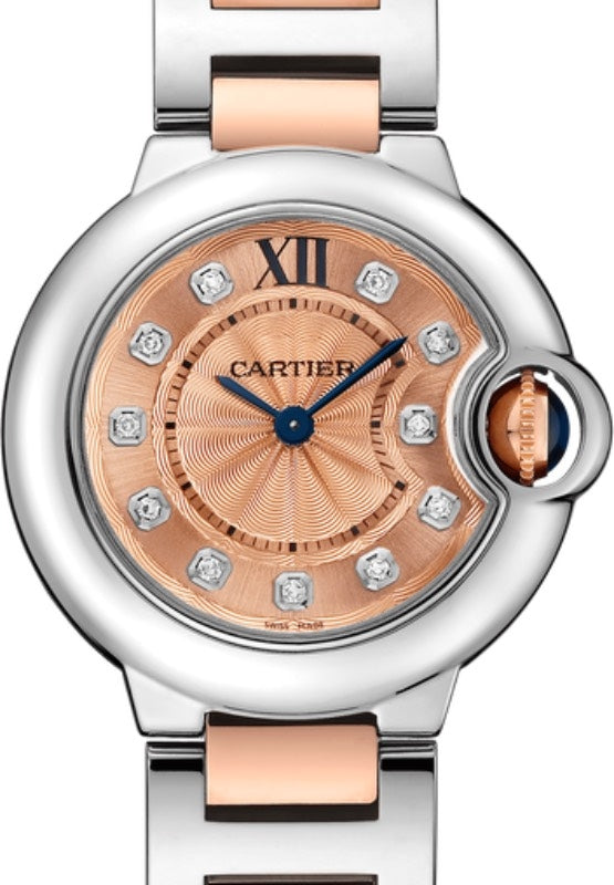 Cartier Ballon Bleu de Cartier Ladies Watch Quartz Stainless Steel 28mm Rose Gold Diamond Dial Steel Rose Gold Bracelet WE902052 - BRAND NEW