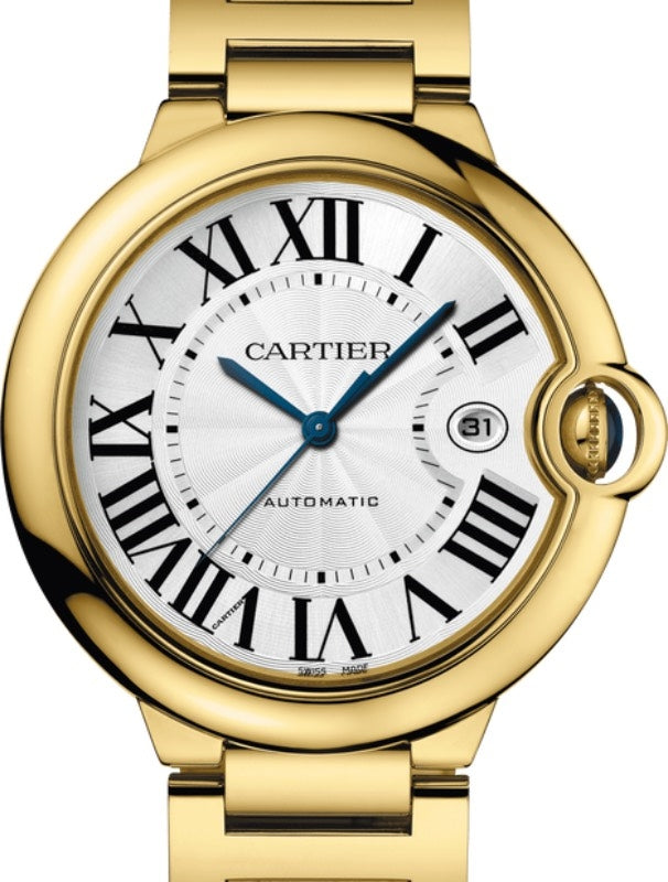 Cartier Ballon Bleu de Cartier Men's Watch Automatic Yellow Gold 42mm Silver Dial Yellow Gold Bracelet WGBB0023 - BRAND NEW
