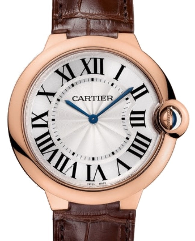 Cartier Ballon Bleu de Cartier Men's Watch Manual Winding Rose Gold 40mm Silver Dial Alligator Leather Strap W6920083 - BRAND NEW