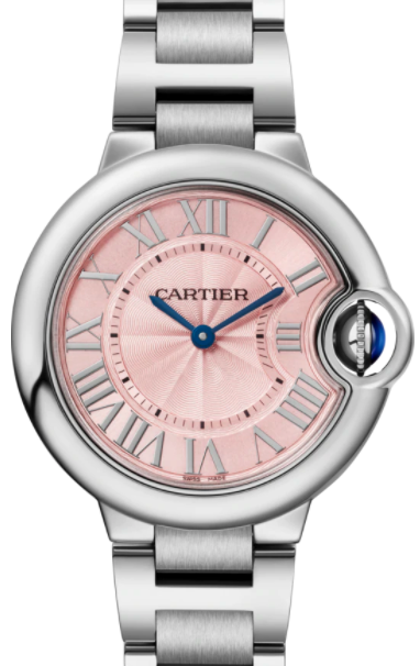Cartier Ballon Bleu De Cartier Stainless Steel Pink 33mm Dial Bezel & Bracelet WSBB0033 - BRAND NEW