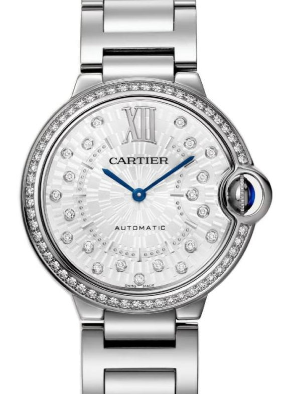 Cartier Ballon Bleu de Cartier Steel Diamond Bezel 36mm Silver Dial W4BB0036 - BRAND NEW