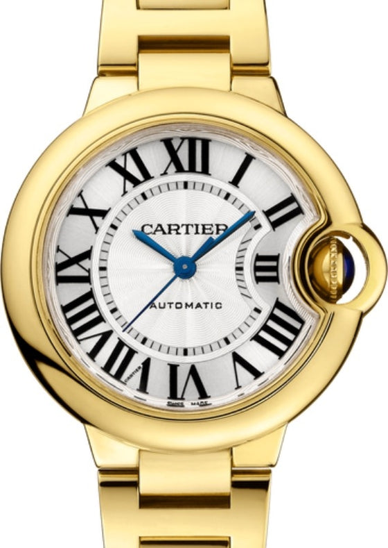 Cartier Ballon Bleu de Cartier Women's Watch Automatic Yellow Gold 33mm Silver Dial Yellow Gold Bracelet WGBB0005 - BRAND NEW