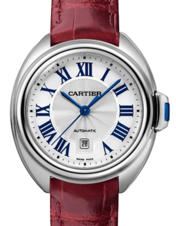 Cartier Cle de Cartier Women's Watch Automatic Stainless Steel 31mm Silver Dial Alligator Leather Strap WSCL0016 - BRAND NEW