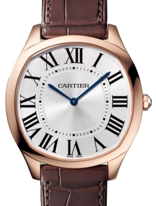 Cartier Drive De Cartier Extra-Flat Manual Winding Large Rose Gold Silver Dial Alligator Leather Strap WGNM0006 - BRAND NEW