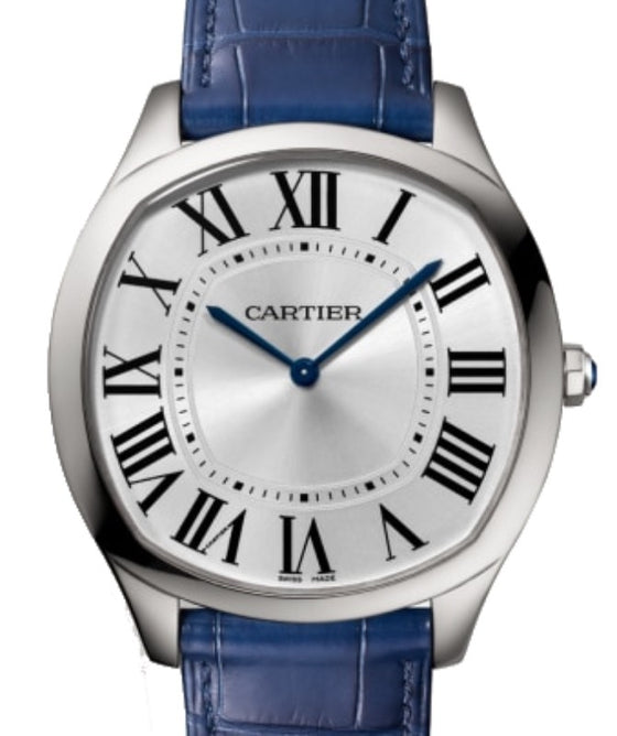 Cartier Drive De Cartier Extra-Flat Manual Winding Large Stainless Steel Silver Dial Alligator Leather Strap WSNM0011 - BRAND NEW