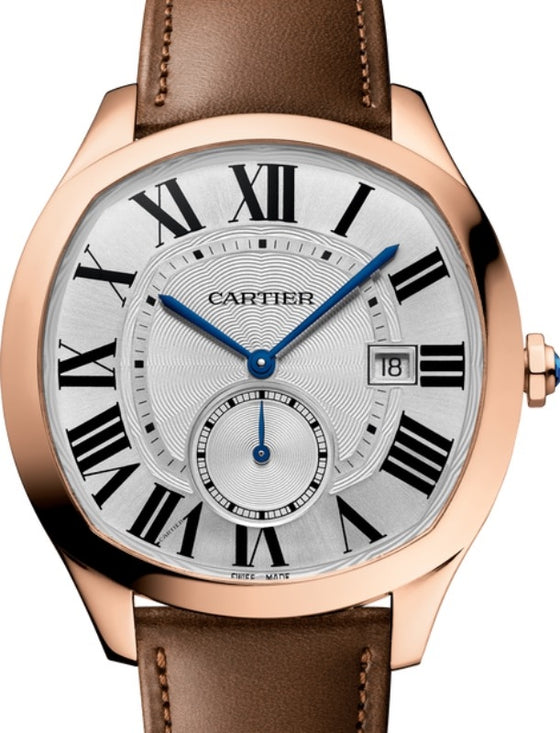 Cartier Drive De Cartier Men's Watch Automatic Large Rose Gold Silver Dial Leather Strap WGNM0021 - BRAND NEW