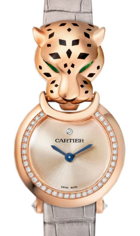 La Panthere De Cartier 23.6mm Quartz Rose Gold Pink Dial Leather Strap HPI01379