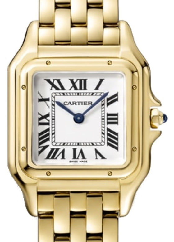Cartier Panthere de Cartier Ladies Watch Small Quartz Yellow Gold Silver Dial Yellow Gold Bracelet WGPN0008 - BRAND NEW