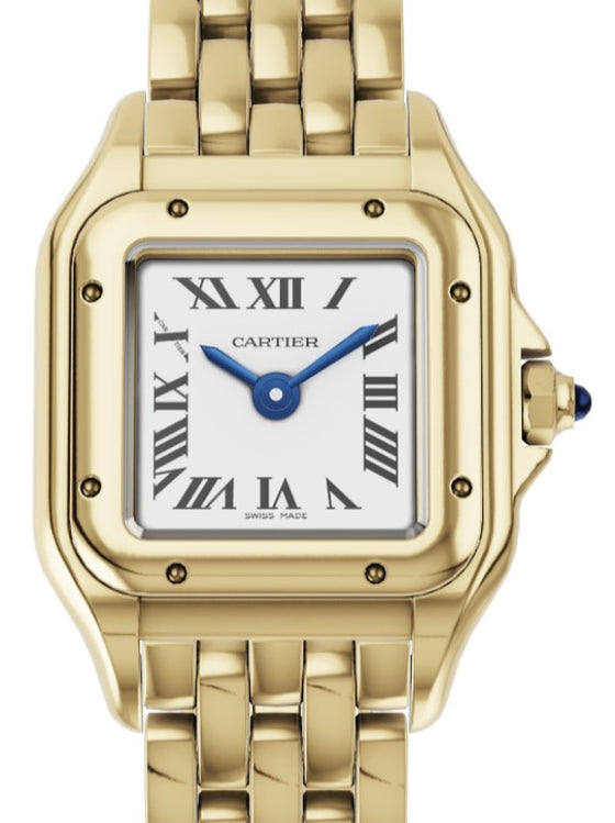 Cartier Panthere de Cartier Ladies Watch Mini Quartz Yellow Gold Silver Dial Yellow Gold Bracelet WGPN0016 - BRAND NEW