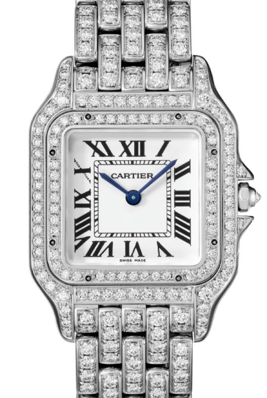 Panthere de Cartier Medium Quartz White Gold/Diamond Pave Silver Dial HPI01130