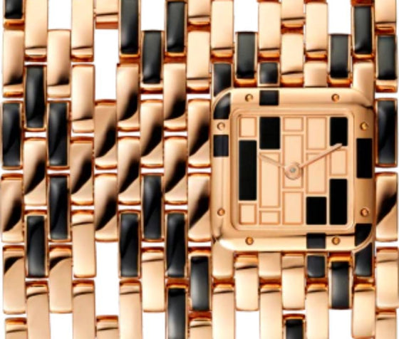 Cartier Panthere De Cartier Rose Gold Lacquer Case Extra Large Cufflinks Rose Gold Dial Rose Gold Lacquer Bracelet Quartz WGPN0019