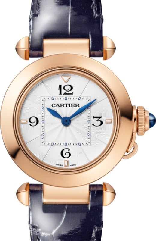 Cartier Pasha De Cartier Quartz Rose Gold 30mm Silver Dial Leather Strap WGPA0018 - BRAND NEW