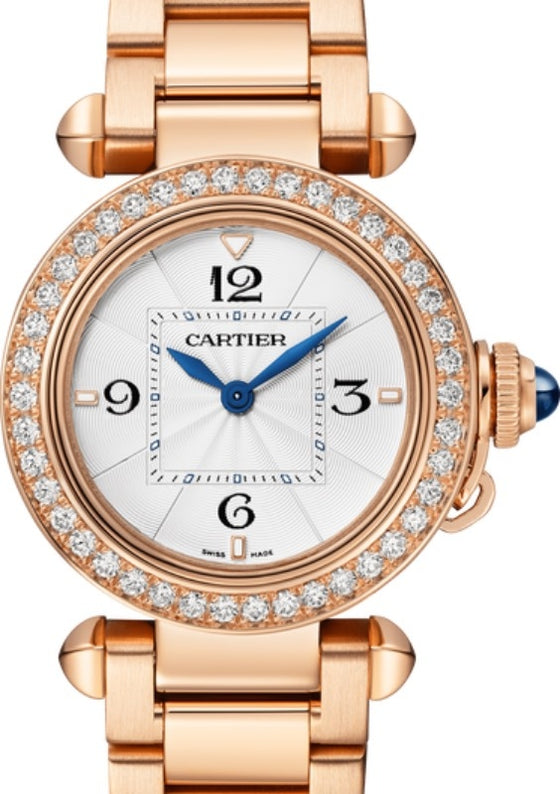 Cartier Pasha De Cartier Quartz Rose Gold/Diamonds 30mm Silver Dial WJPA0018 - BRAND NEW