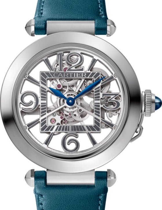 Cartier Pasha De Cartier Men's Watch Interchangeable Metal and Leather Straps Automatic Stainless Steel 41mm Skeleton Dial Leather Strap WHPA0009 - BRAND NEW