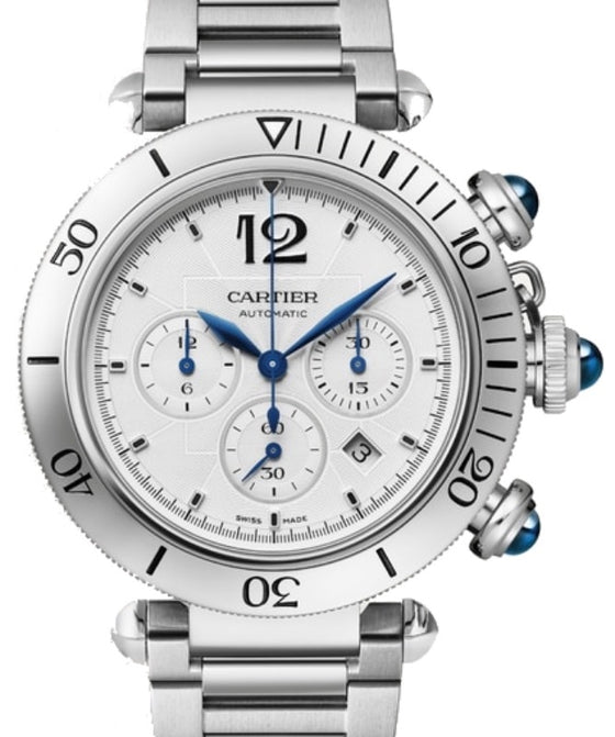 Cartier Pasha De Cartier Chronograph Steel 41mm Silver Dial WSPA0018 - BRAND NEW