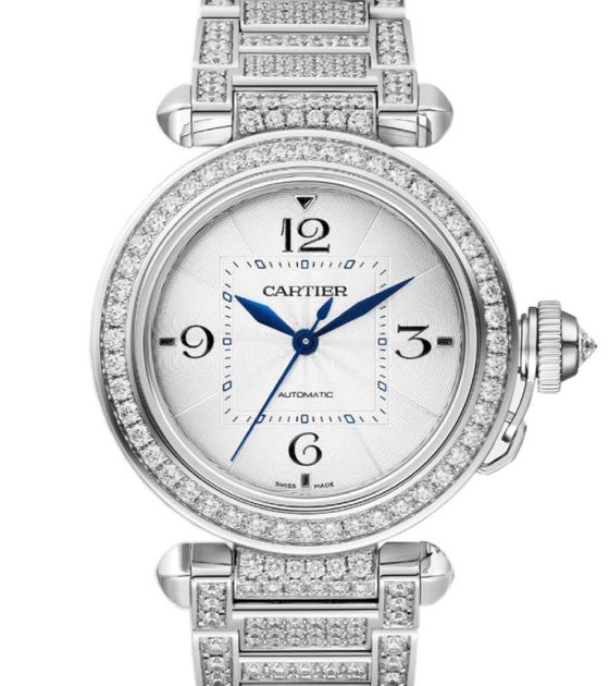 Cartier Pasha De Cartier White Gold/Diamond Pave 35mm Silver Dial WJPA0014 - BRAND NEW
