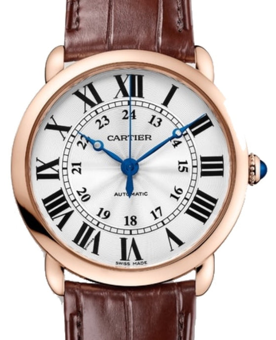 Cartier Ronde Louis Cartier Automatic Rose Gold 36mm Silver Dial Alligator Leather Strap WGRN0006 - BRAND NEW