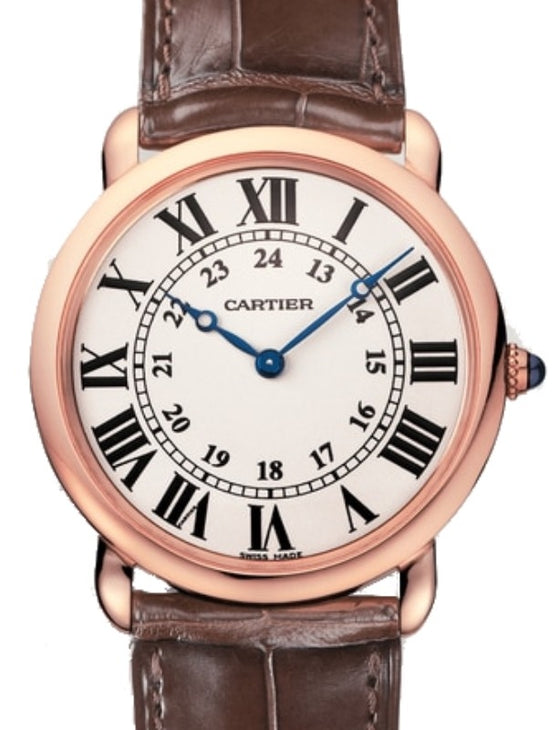 Cartier Ronde Louis Cartier Manual Winding Rose Gold 36mm Silver Dial Alligator Leather Strap W6800251 - BRAND NEW