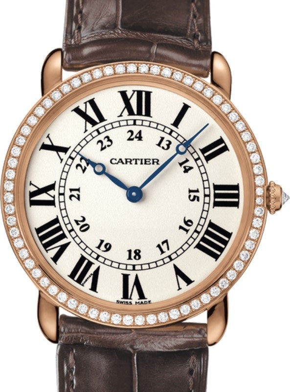 Cartier Ronde Louis Cartier Manual Winding Rose Gold 36mm Silver Dial Alligator Leather Strap WR000651 - BRAND NEW