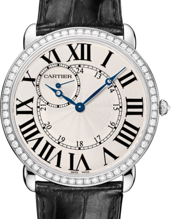 Cartier Ronde Louis Cartier Manual Winding White Gold Diamond Bezel 42mm Silver Dial Alligator Leather Strap WR007002 - BRAND NEW