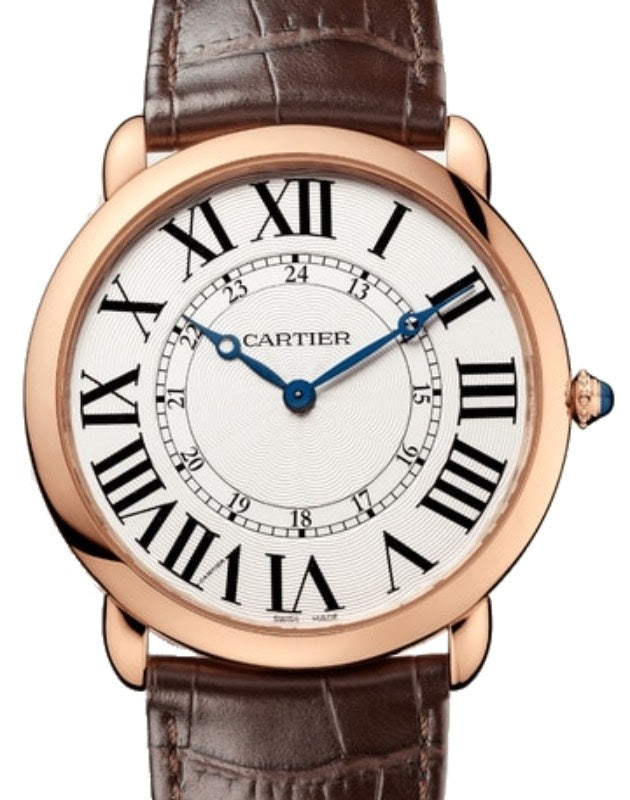 Cartier Ronde Louis Cartier Men's Watch Manual Winding Rose Gold 42mm Silver Dial Alligator Leather Strap W6801004 - BRAND NEW