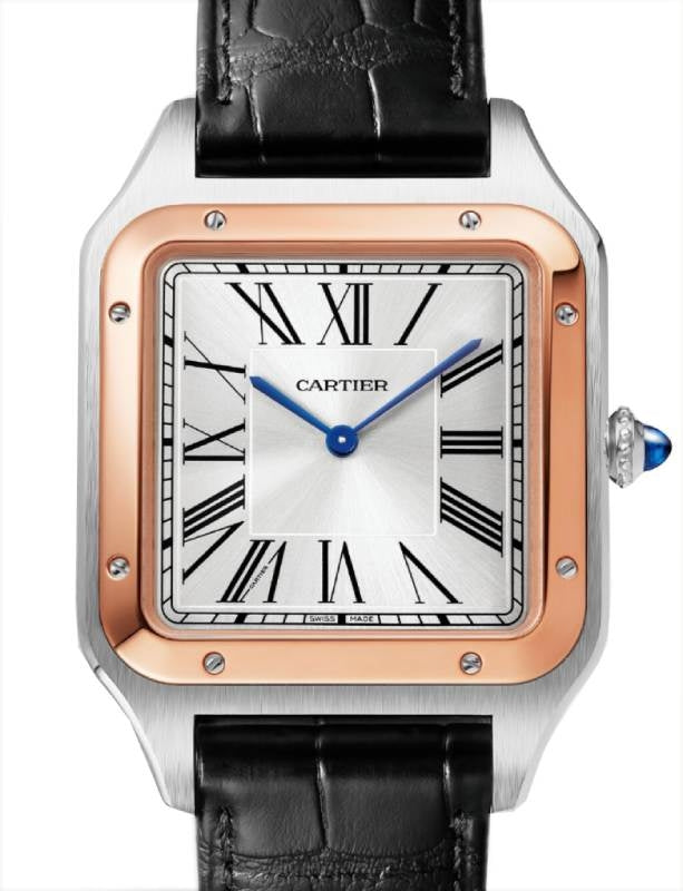 Santos-Dumont Extra Large Steel/Rose Gold Silver Dial W2SA0017