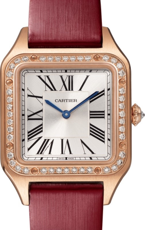Cartier Santos-Dumont Small Quartz Rose Gold Diamond Bezel Silver Dial WJSA0019 - BRAND NEW