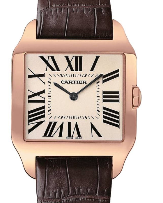 Cartier Santos-Dumont Large Rose Gold Gray Dial Leather Strap W2006951 - BRAND NEW