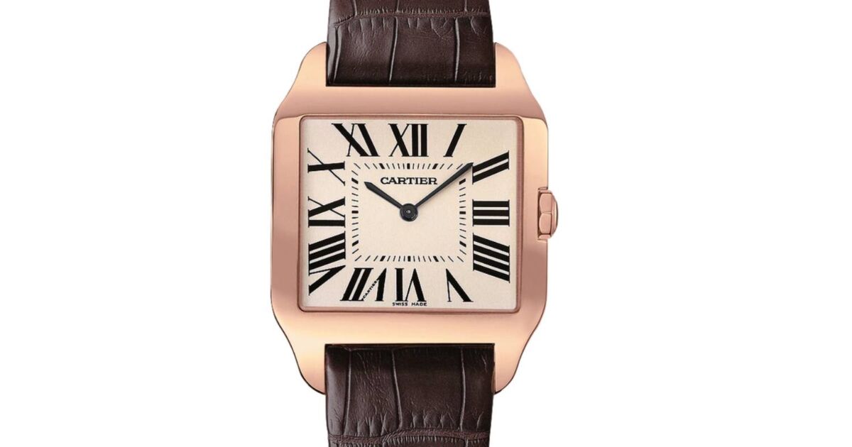 Cartier Santos-Dumont Small Quartz Rose Gold Silver Opaline Dial Leather W2009251 - BRAND NEW