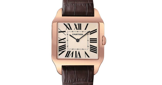 Cartier Santos-Dumont Small Quartz Rose Gold Silver Opaline Dial Leather W2009251 - BRAND NEW