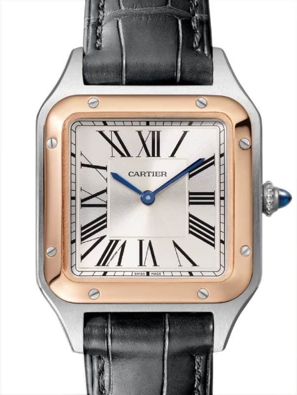 Santos-Dumont Small Quartz Steel/Rose Gold Silver Dial W2SA0012